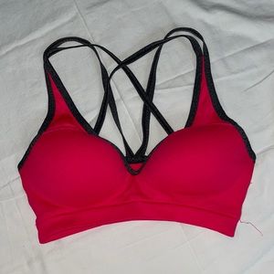 Pink push-up sports bra